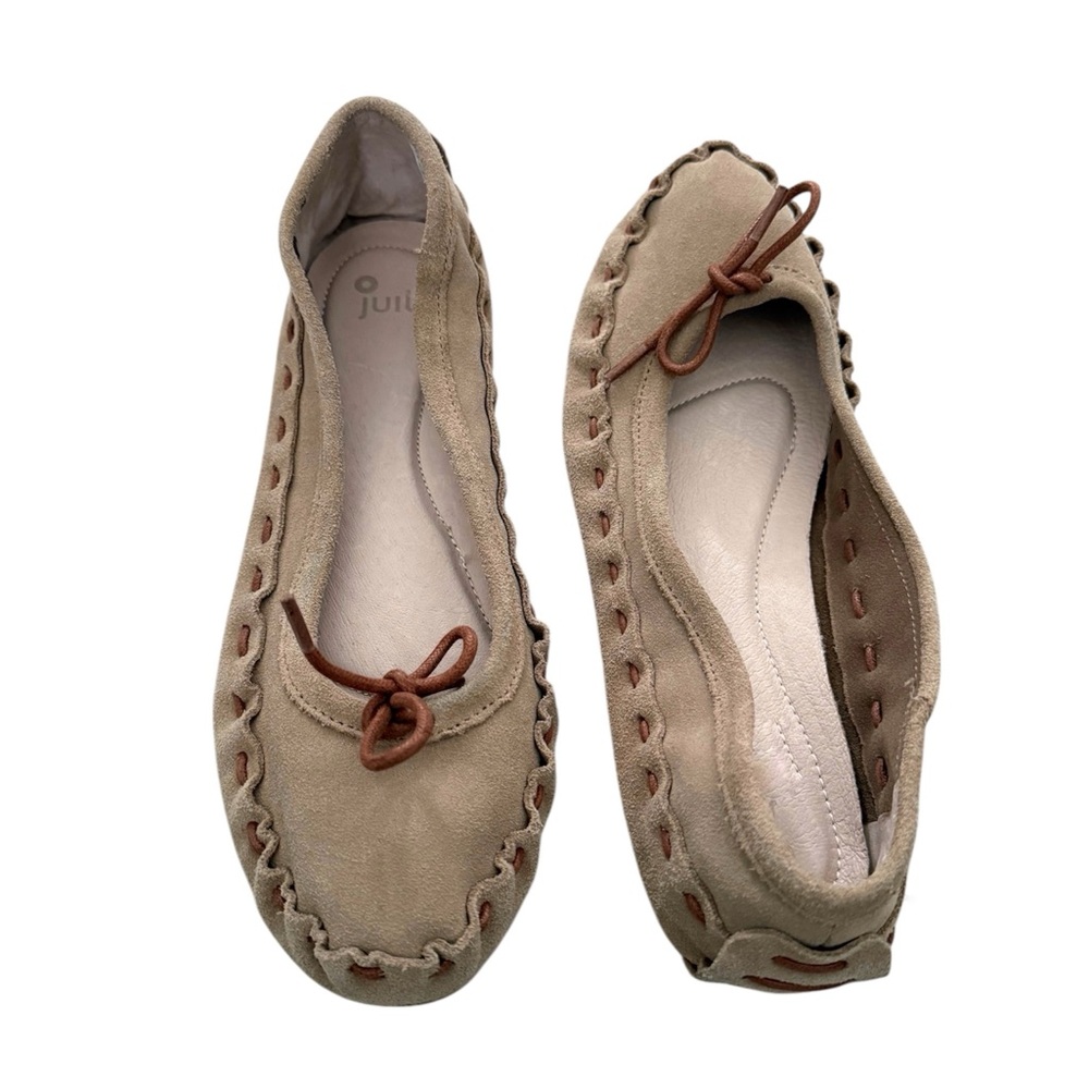 Juil Terra Tan Leather Slip On Moccasins Flats, Womens size 8.